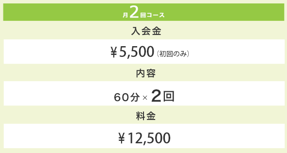 ペアレッスンコース料金